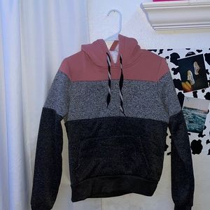 Black, grey, and pink hoodie